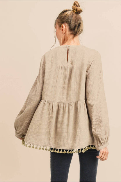 Taupe Textured Blouse
