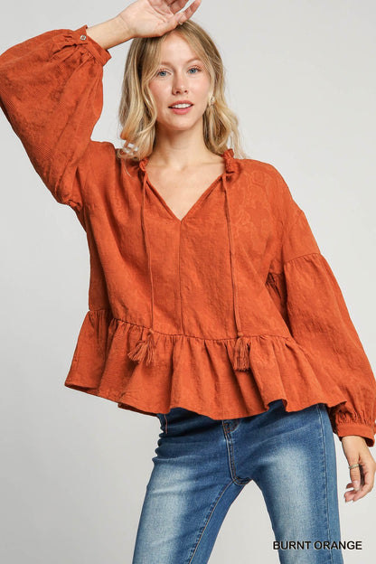 Burnt Orange Baby Doll Top
