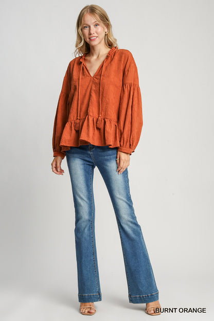 Burnt Orange Baby Doll Top