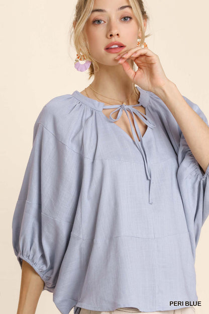 Periwinkle Blue Linen Blouse