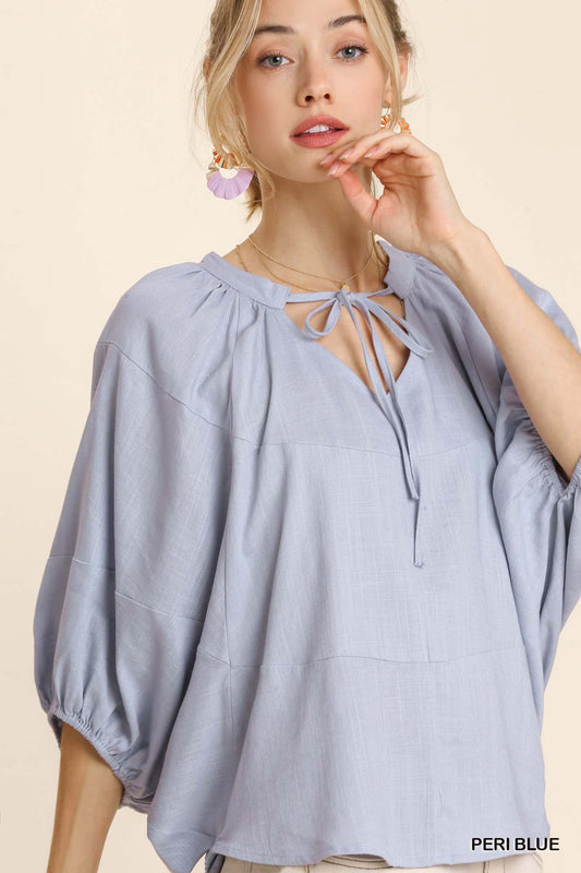 Periwinkle Blue Linen Blouse