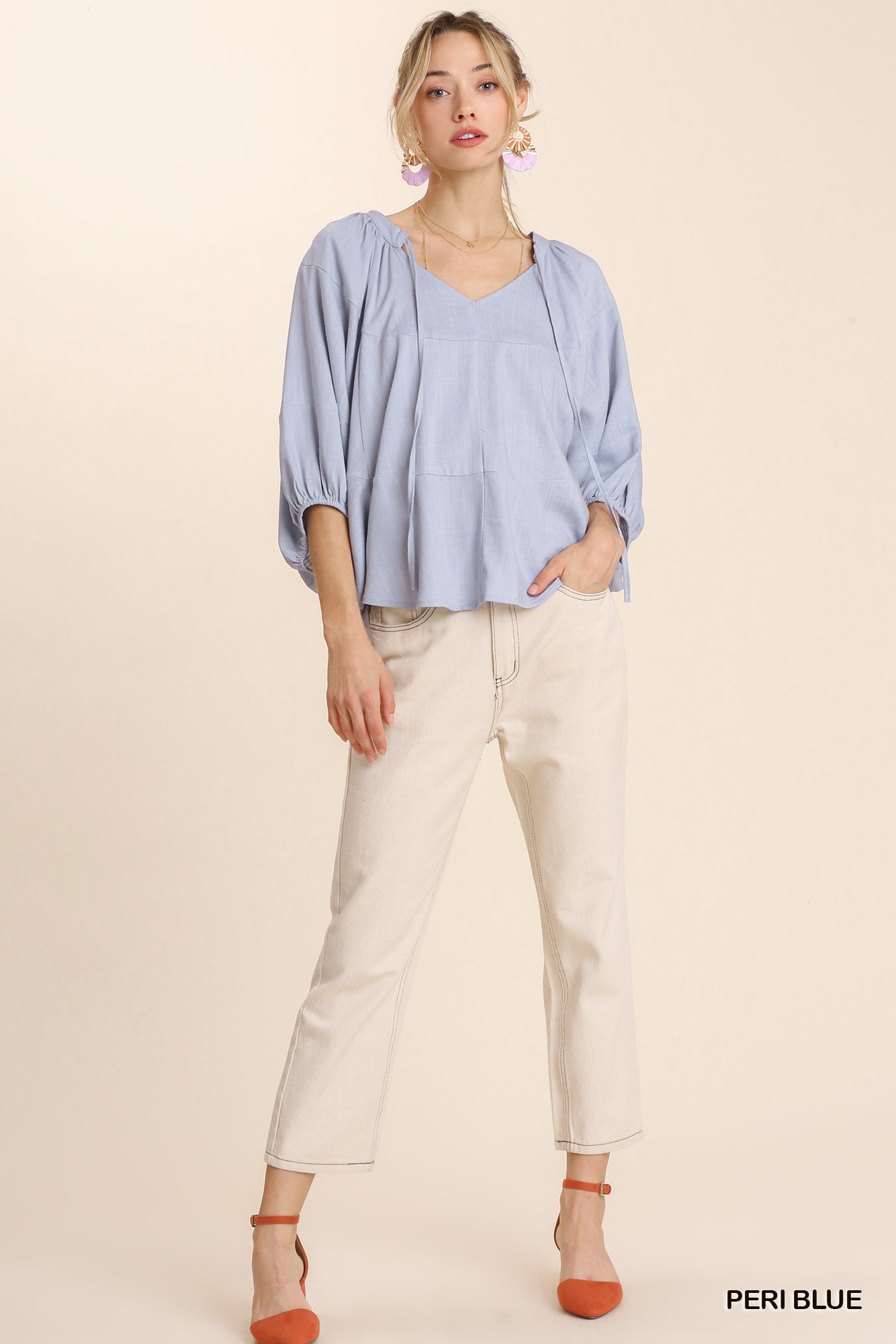 Periwinkle Blue Linen Blouse