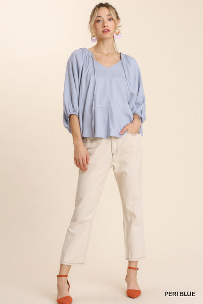 Periwinkle Blue Linen Blouse