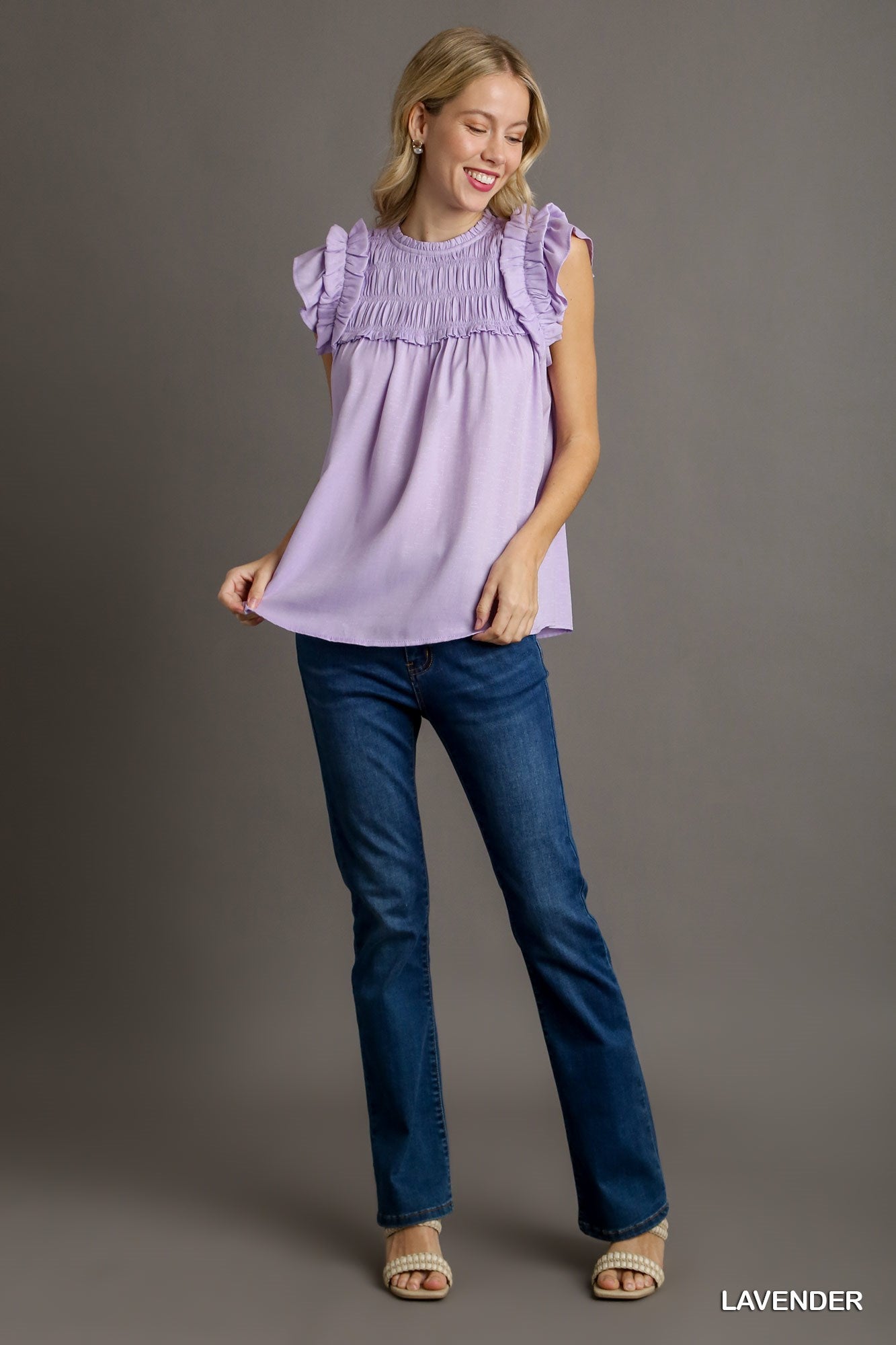 Lavender Smocked Ruffle Blouse