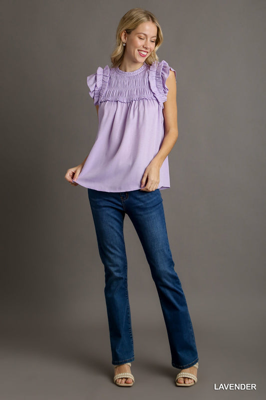 Lavender Smocked Ruffle Blouse