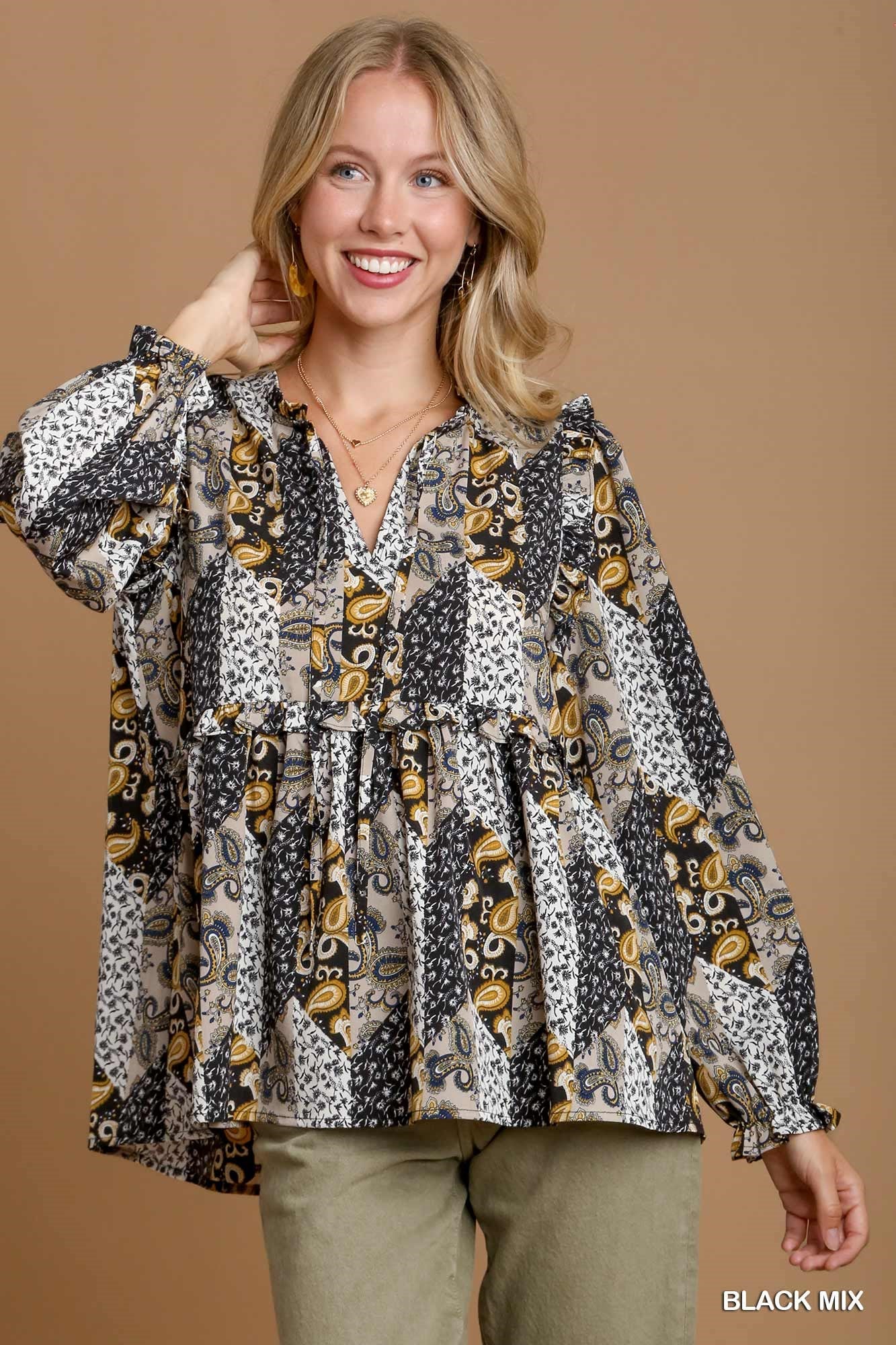 Black & Gold Patchwork Blouse