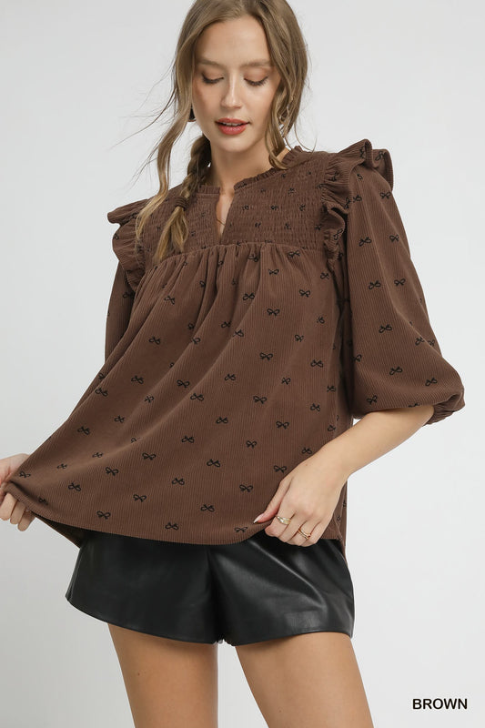 Courdary Brown Bow Top
