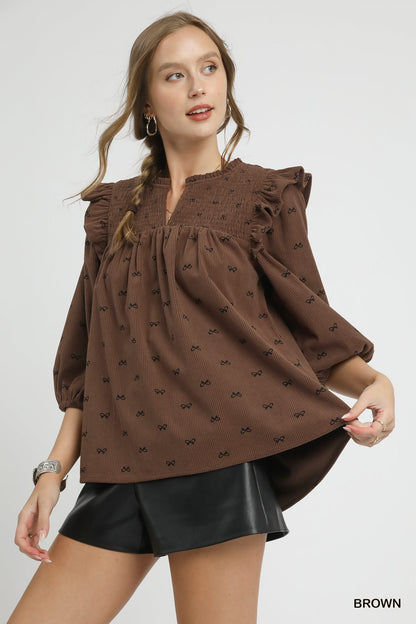 Courdary Brown Bow Top