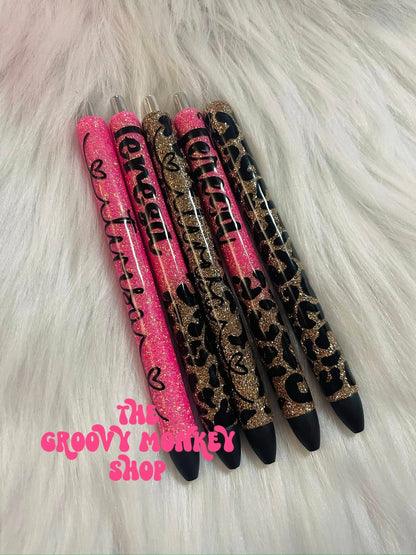 Leopard Glitter 5 Pen Custom Set