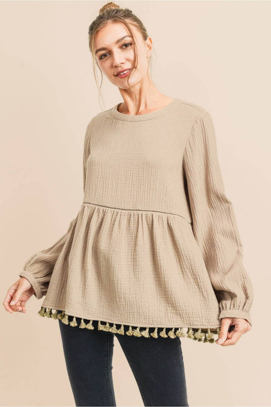 Taupe Textured Blouse