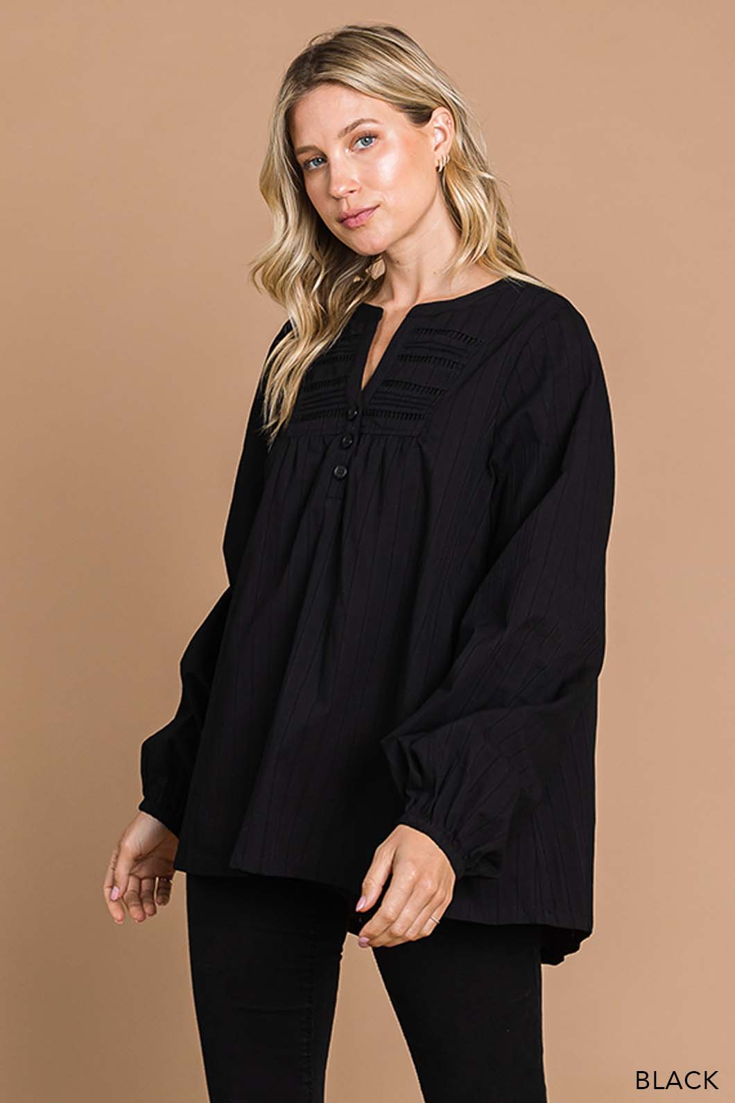 Black Ladder Trim Detailed Women's Top