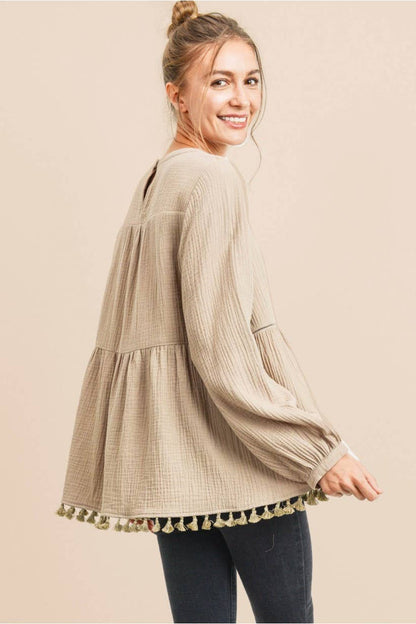 Taupe Textured Blouse
