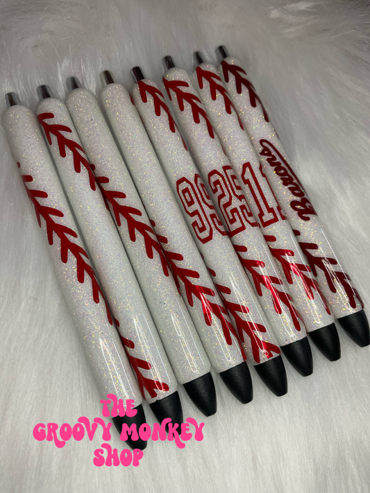 Custom Baseball Glitter Pen
