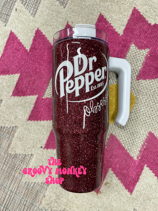 Dr Pepper Inspired Glitter Tumbler