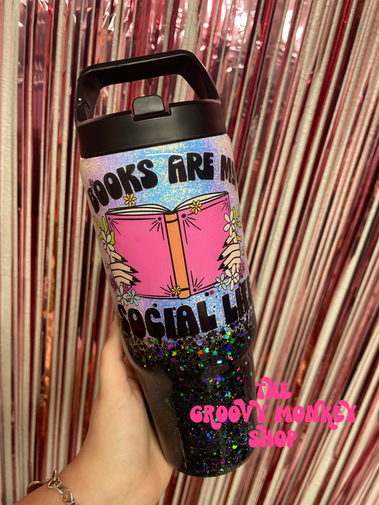 Books Are My Social Life Water Bottle