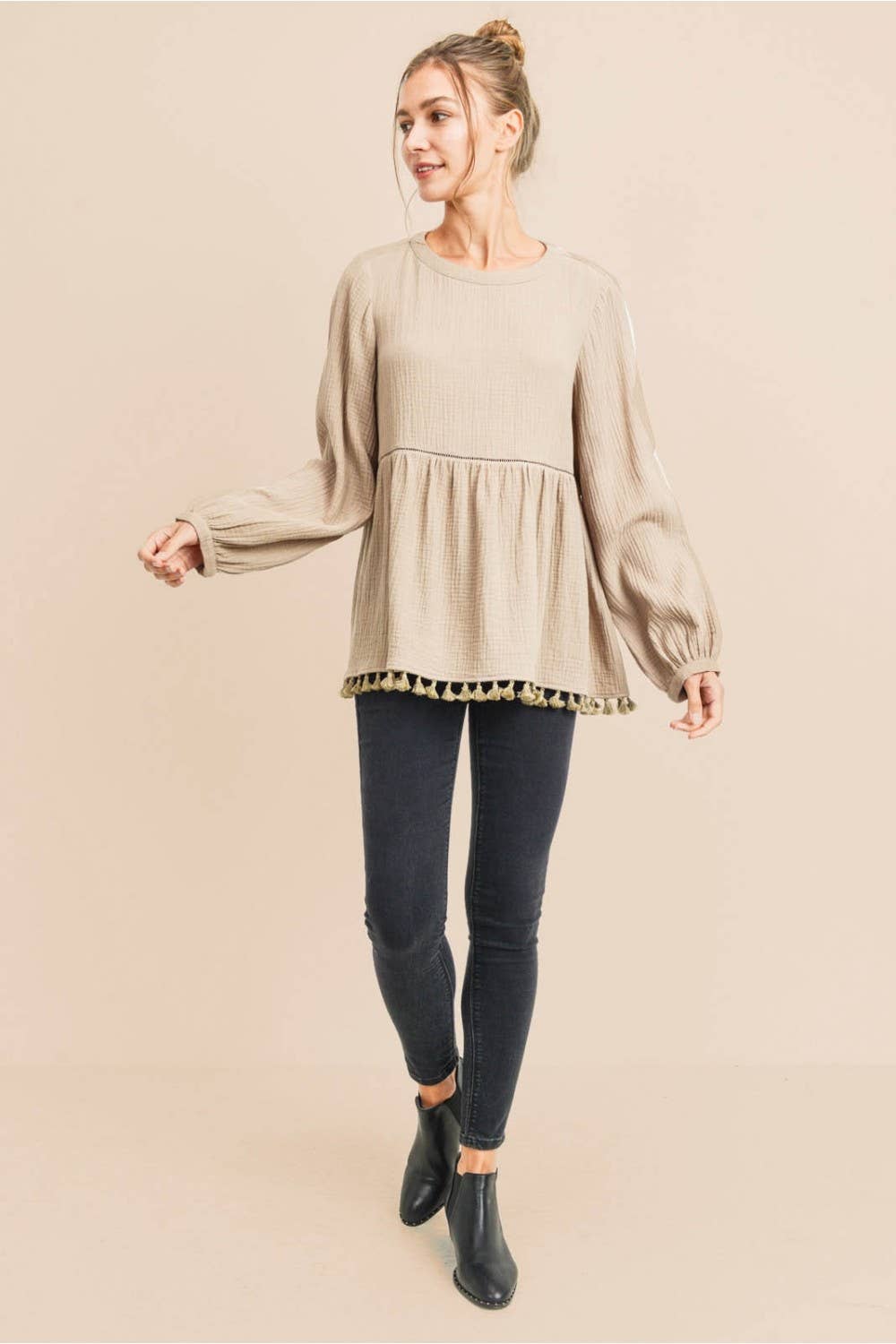 Taupe Textured Blouse