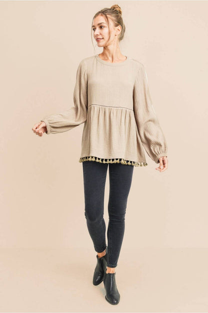 Taupe Textured Blouse