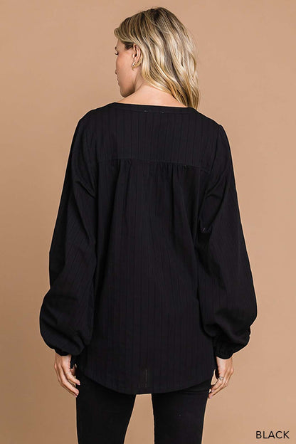Black Ladder Trim Detailed Women's Top